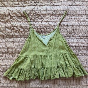 Patrons of Peace Sage Green Ruffle Crop Top